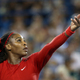 Serena Williams serves to Petra Kvitova of Czech Republic during the Western & Southern Open on August 14, 2018 in Mason, Ohio.